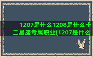 1207是什么1208是什么十二星座专属职业(1207是什么电话)