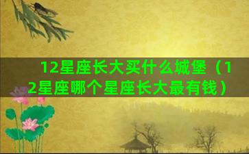 12星座长大买什么城堡（12星座哪个星座长大最有钱）