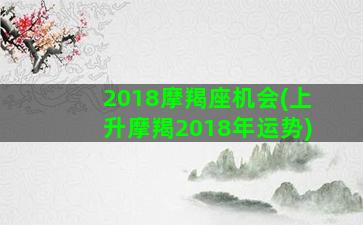 2018摩羯座机会(上升摩羯2018年运势)