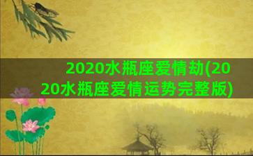 2020水瓶座爱情劫(2020水瓶座爱情运势完整版)