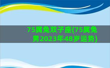 75属兔双子座(75属兔男2023年48岁运势)