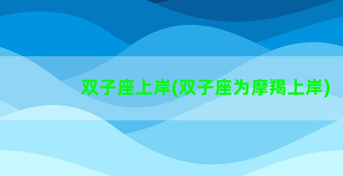 双子座上岸(双子座为摩羯上岸)