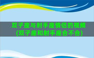 双子座与射手座情侣的视频(双子座和射手座合不合)