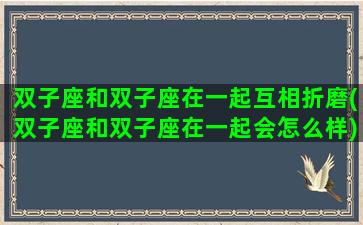 双子座和双子座在一起互相折磨(双子座和双子座在一起会怎么样)