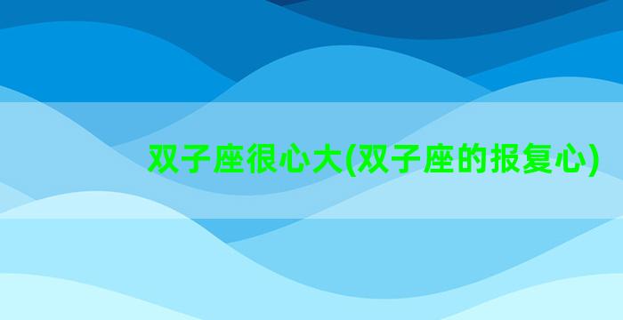 双子座很心大(双子座的报复心)