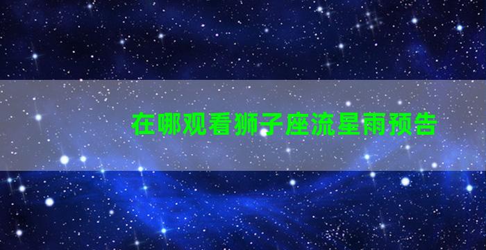 在哪观看狮子座流星雨预告