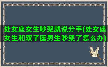 处女座女生吵架就说分手(处女座女生和双子座男生吵架了怎么办)