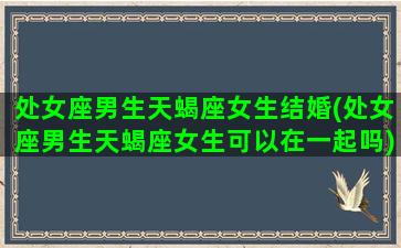 处女座男生天蝎座女生结婚(处女座男生天蝎座女生可以在一起吗)