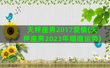 天秤座男2017爱情(天秤座男2023年婚姻运势)