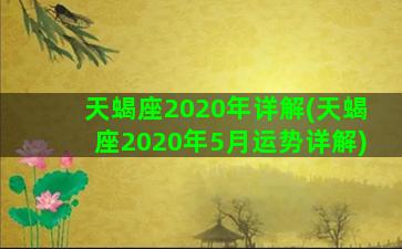 天蝎座2020年详解(天蝎座2020年5月运势详解)