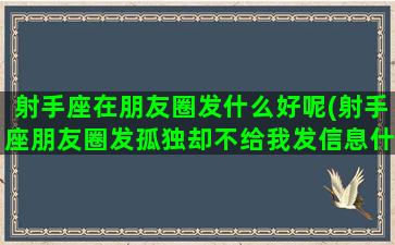 射手座在朋友圈发什么好呢(射手座朋友圈发孤独却不给我发信息什么意思)