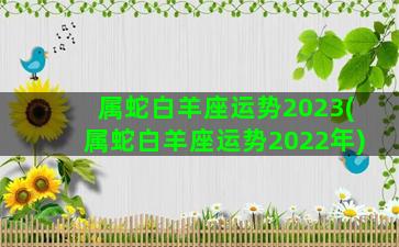 属蛇白羊座运势2023(属蛇白羊座运势2022年)