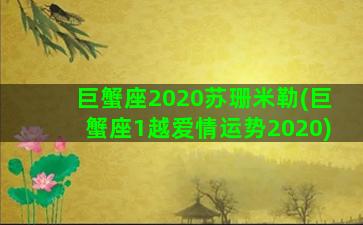 巨蟹座2020苏珊米勒(巨蟹座1越爱情运势2020)