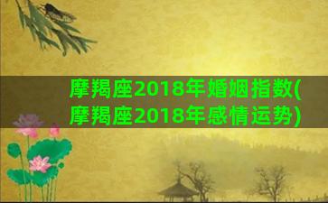 摩羯座2018年婚姻指数(摩羯座2018年感情运势)