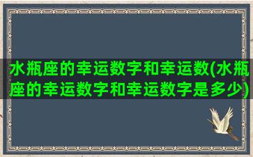 水瓶座的幸运数字和幸运数(水瓶座的幸运数字和幸运数字是多少)