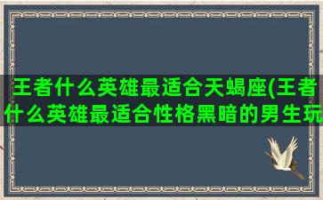 王者什么英雄最适合天蝎座(王者什么英雄最适合性格黑暗的男生玩)