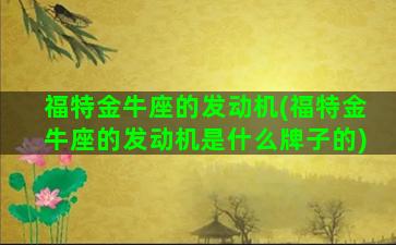 福特金牛座的发动机(福特金牛座的发动机是什么牌子的)