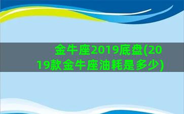 金牛座2019底盘(2019款金牛座油耗是多少)